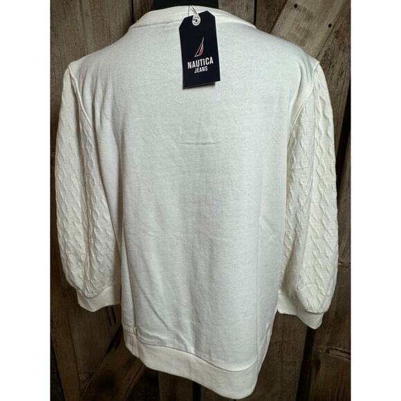 NWT Nautica Women's L Ivory / Bone Knit Sweater Casual Pullover Long Sleeve - Picture 4 of 9